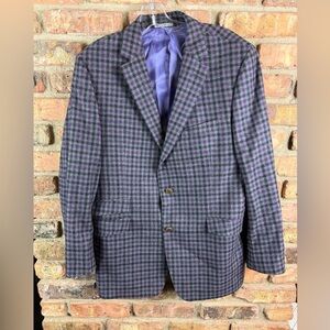 Hammer Made Angelico Men's 41R Blazer Suit Jacket 100% Lambswool Plaid 2 Button